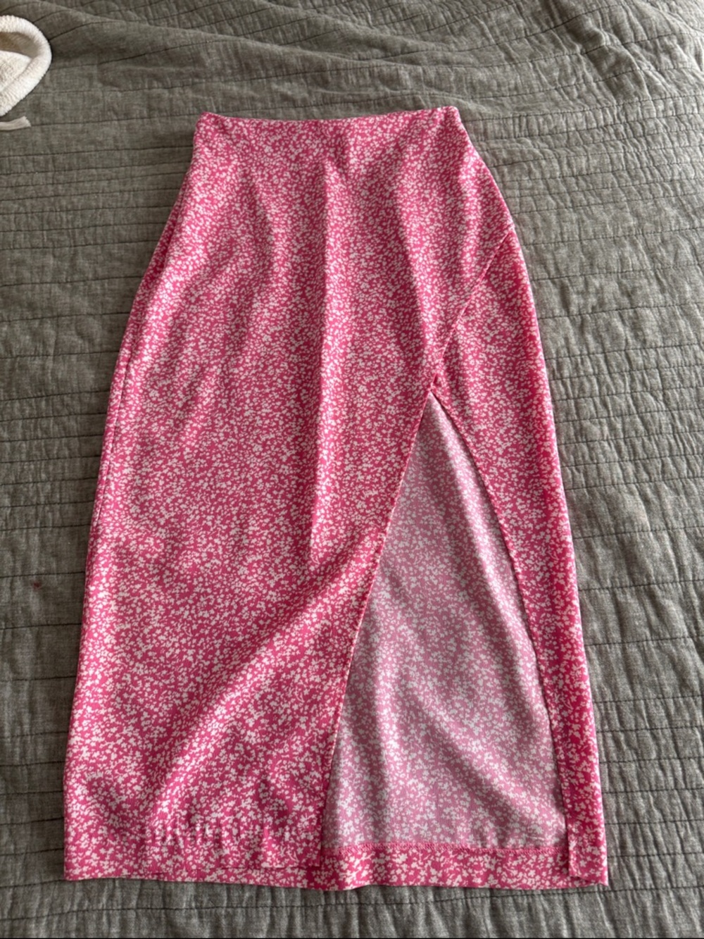 Abercrombie & Fitch Pink Floral Midi Skirt with Side Slit